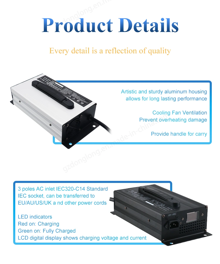 1200W 12V 40A on-Board Portable Lead Acid Battery Charger for Electric Forklift Electric Beach Car etc.