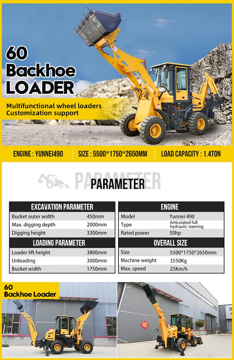 Construction Works Backhoe Skid Steer Wheel Loader Good Quality New Automatic 2 Ton Mechanical 1800mm