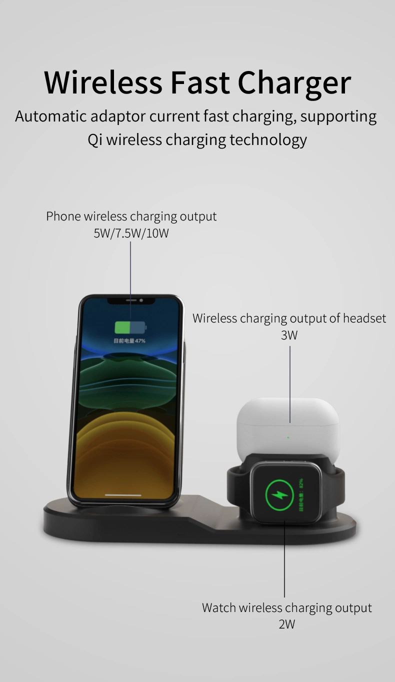 2022 New 3 in 1 Universal Multiple Devices Qi Certified Wireless Charging Station Wireless Charger