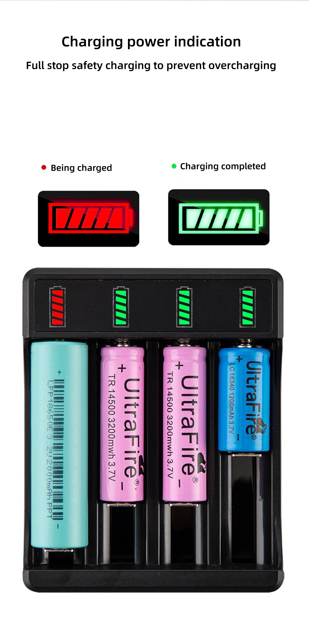 USB 14500 18500 18650 Li-ion Battery Charger 3.7V