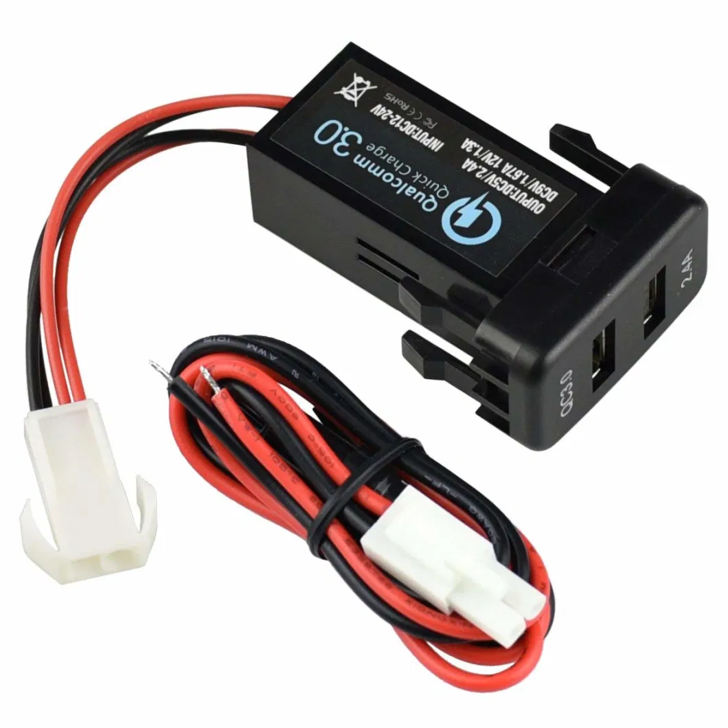 Dual USB Port Charger Socket Quick Charge 3.0 &amp; 2.4A for Toyota