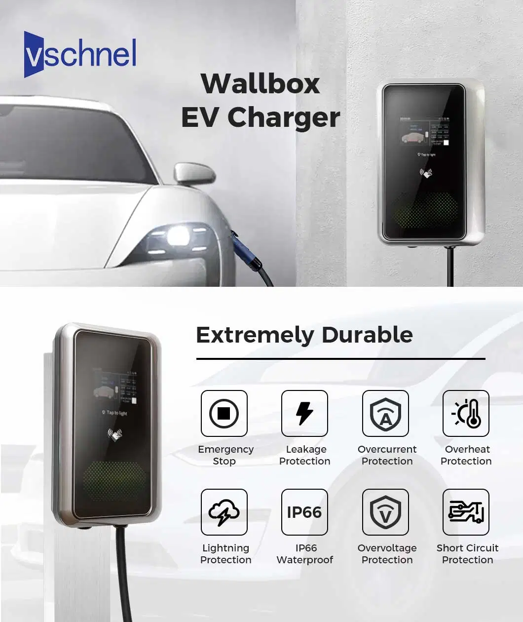 SAE J1772 Level 1 Wallbox Electric Car Charge EV Charging Station 7kw EV Charger