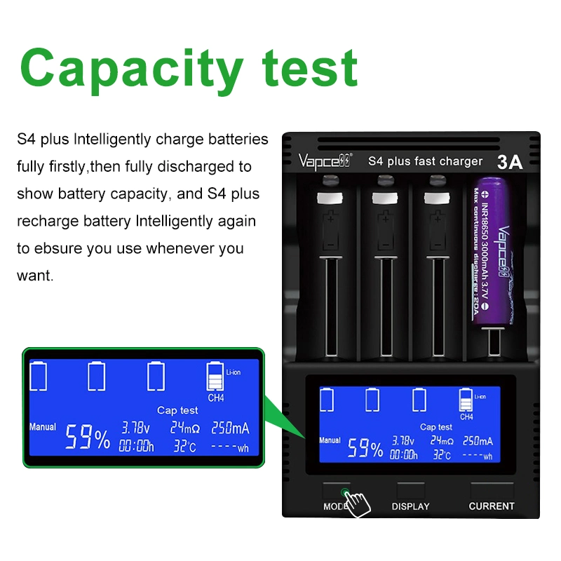 12A 4 Slots Smart Fast Battery Charger for Rechargeable Cell 21700 18650 26650 18500 AA Batteries