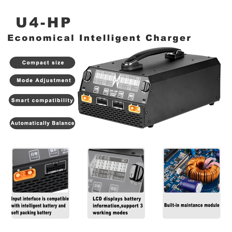 EV-Peak U4-HP Balance Charger Dual Channel for Lipo/Lihv 6s-14s Battery 2500W 25A