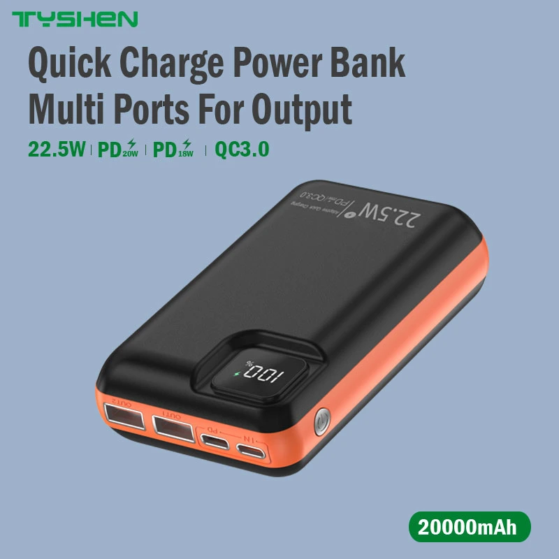 20000mAh Power Bank 2 USB Ports Output 22.5W Super Quick Charge