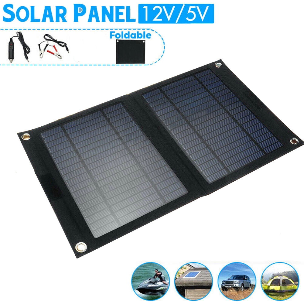 Folding Bag Monocrystalline Rechargeable Mobile Phone Battery Car RV Outdoor 20 Watt Solar Panel Travel Charger