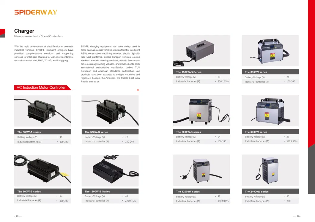 Forced Ventilation with Fans 3kw Electric Scooter 72V 30A Lithium Battery Charger Spi-3000-7230wp