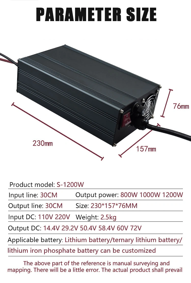DC Battery Charger Lead Acid Battery Fast Charger for Electric Vehicle Batteries 87V 12A