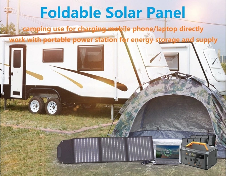 200W 18V Portable Solar Panel Kit Folding Solar Charger with 2 USB Outputs for 12v Batteries/Power Station LiFePo4 RV Camping Trailer Car