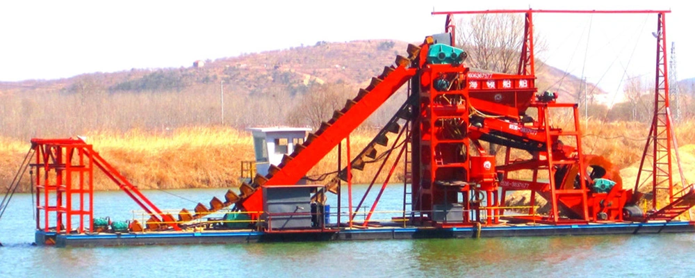 Sand Mining Equipment Dredger Gold Dredging Mining Machine Gold Dredge Boat Diamond Bucket Chain Dredge for Gold Mining Dredging