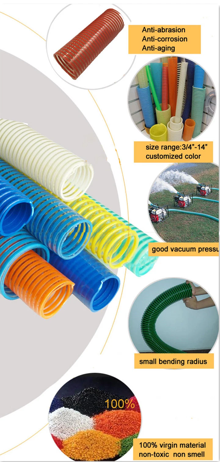 China Manufacture 1 2 3 4 Inch PVC Water Suction Flexible PVC Suction Hose Pipe New Type and Hardening PVC Water Agriculture Hose