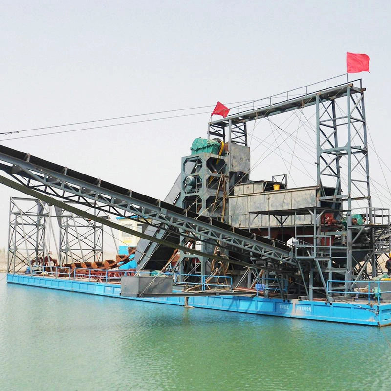 Bucket Chain River Mining Gold Dredge with Agation Chute