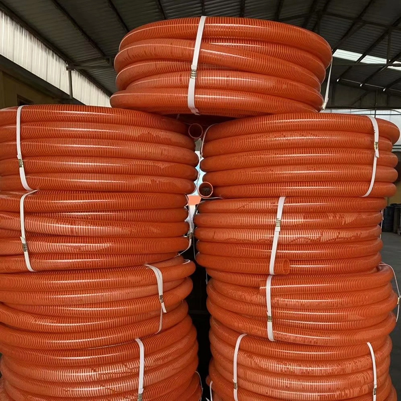 Orange Heavy Duty PVC Spiral Helix Rigid Reinforced Suction Delivery Hose