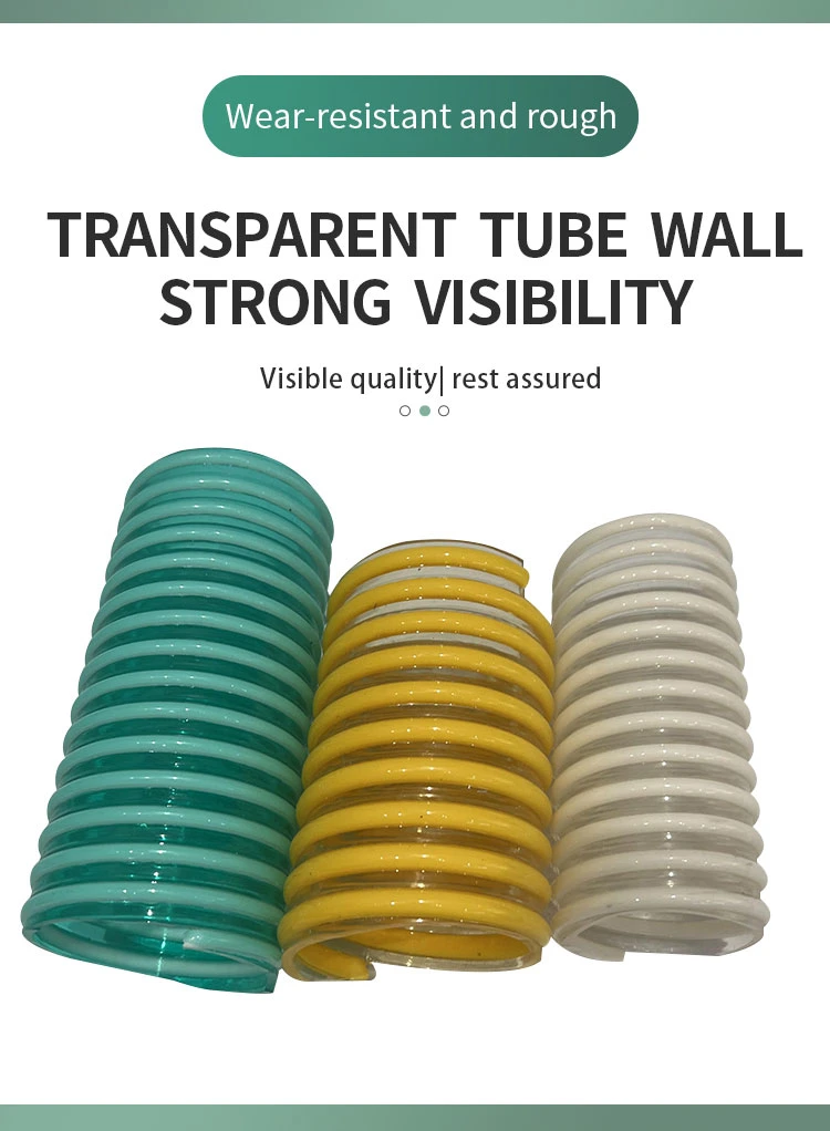 Durable 5 Meter Green Flexible PVC Corrugated Suction Hose for Conveying Chemical Powders