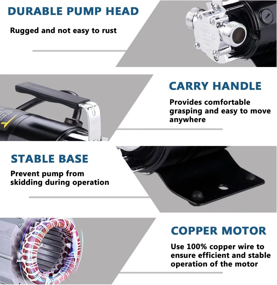 DC Cordless Portable Low Suction Electric Water Transfer Removal Utility Pump with Suction Hose Kit