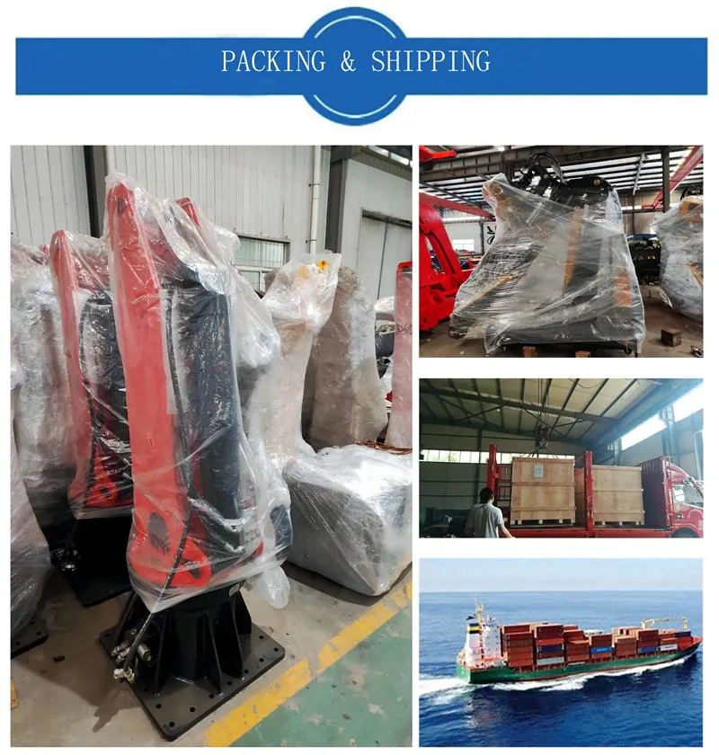 Customization New Condition Knuckle Boom Marine Crane with Grapple for Sale