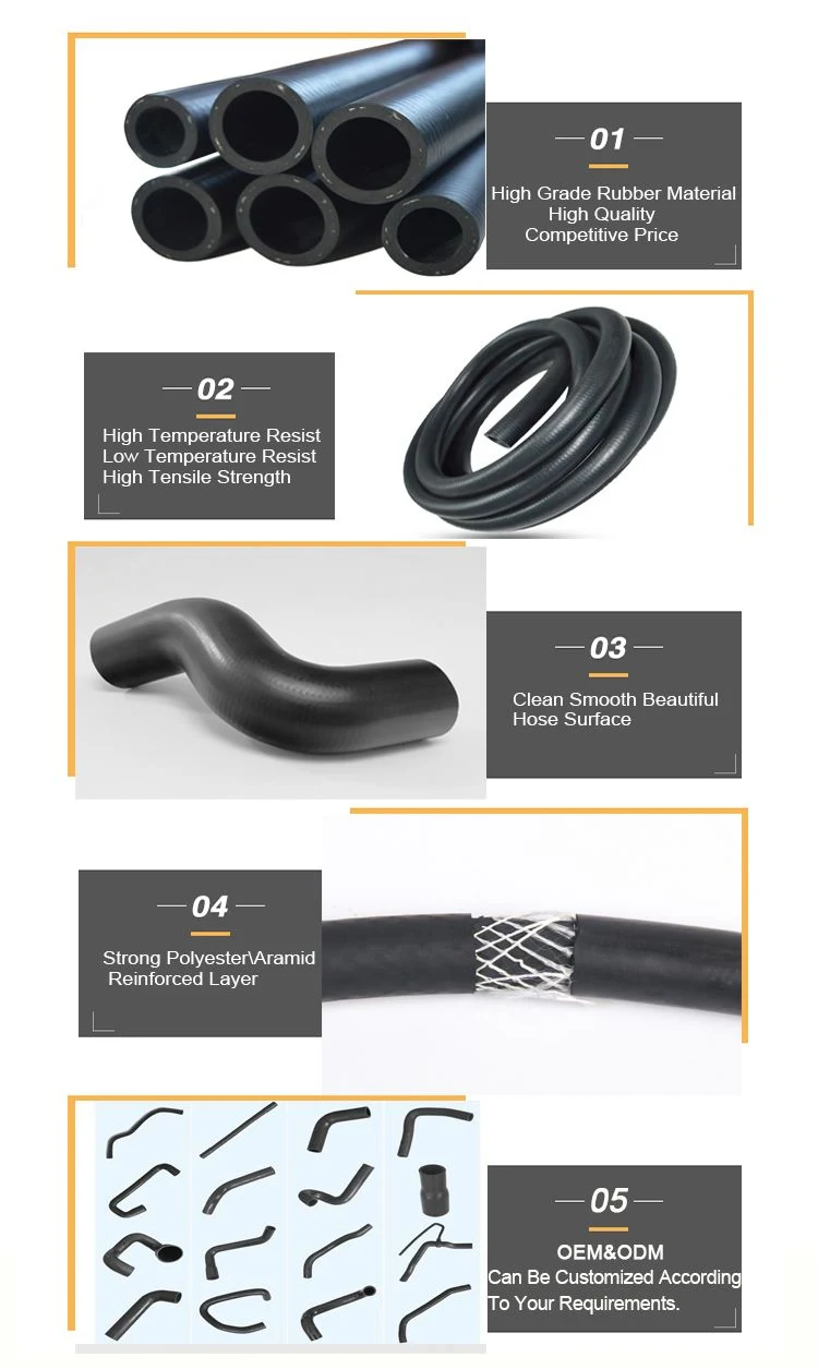 Flexible High Pressure Hydraulic EPDM Rubber Hose Pipe Automotive Radiator Hose for Water, Gas or Oil Suction
