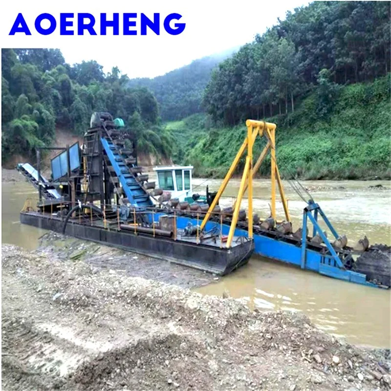 Chain Bucket River Gold and Diamond Dredger with Anchor Position