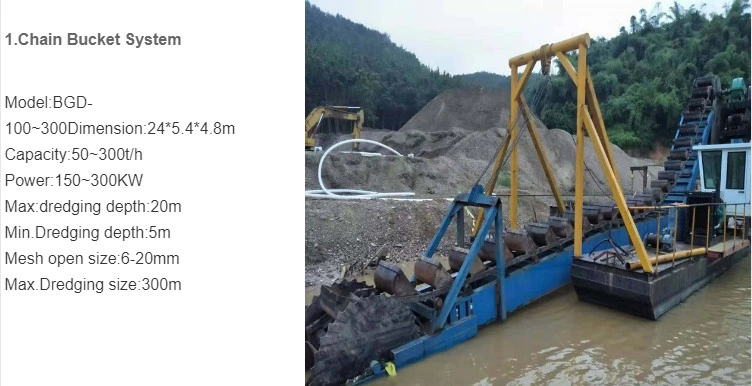 Small Bucket Type Chain Gold Dredger Diamond Mining Dredge Dredging Boat for Sale