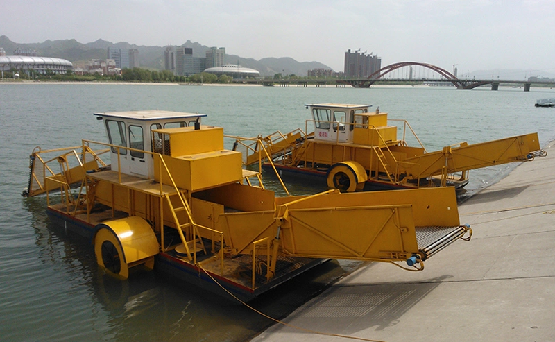 Full Automatic Water Weed Harvesting Machine Weed Cutting Lake Garbage Cleaning Machine Boat River Aquatic Weed Plant Harvester Machine