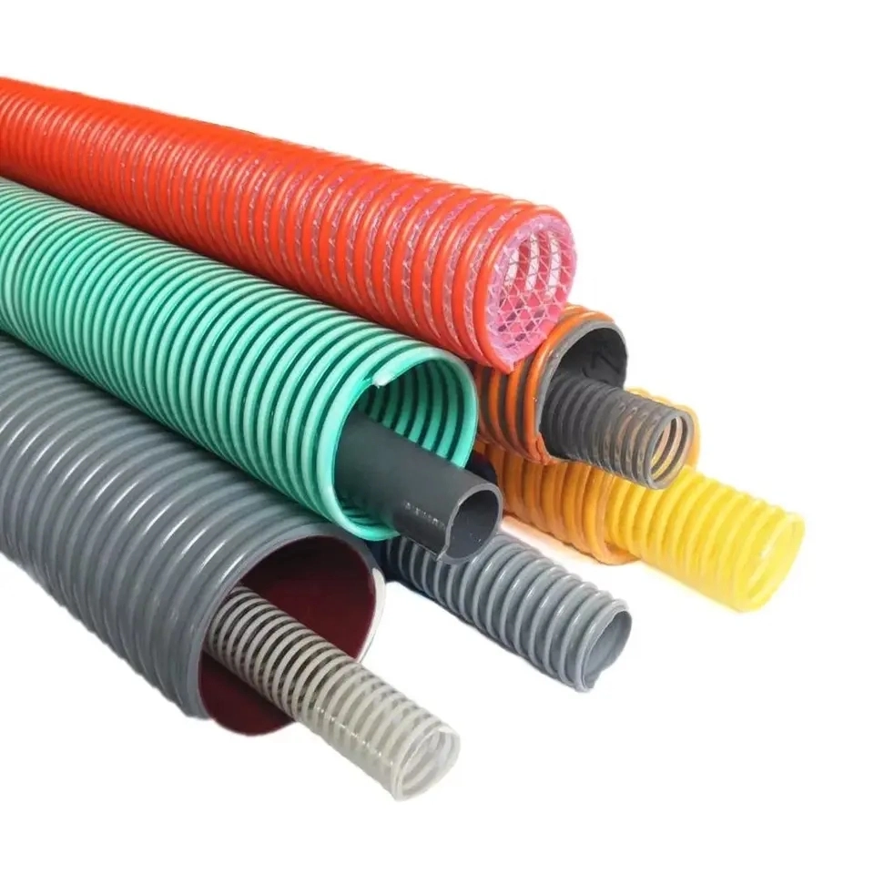Transparent Flexible PVC Spiral Helix Fiber Braids Reinforced Suction Water Hose Pipe