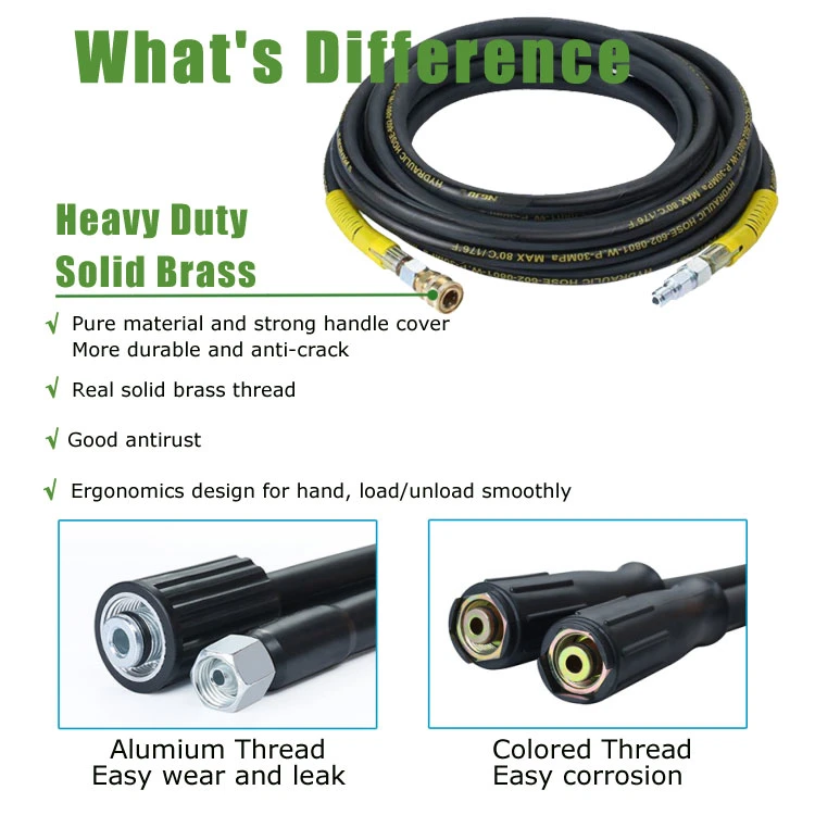 100 FT Pressure Washer Hose 1/4 Inch NPT Button Nose and Rotating Sewer Jetting Nozzle Kit
