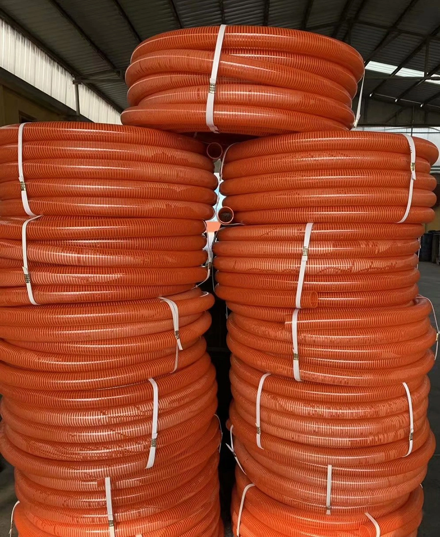 Orange Heavy Duty PVC Spiral Helix Rigid Reinforced Suction Delivery Hose