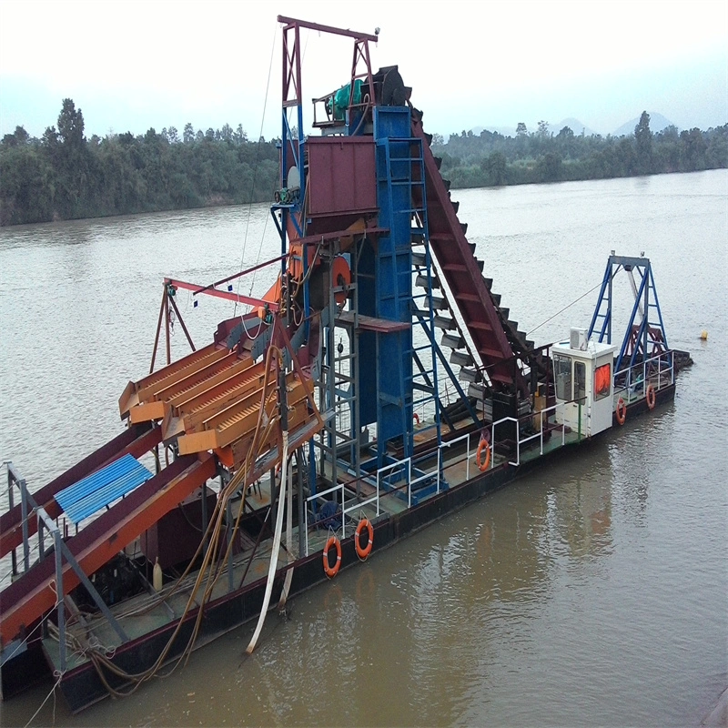 Bucket Chain River Mining Gold Dredge with Agation Chute
