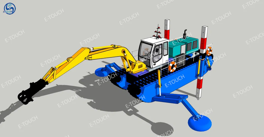Amphibious Multipurpose Dredger with Functions for Suction Dredging / Pilling / Excavating / Raking