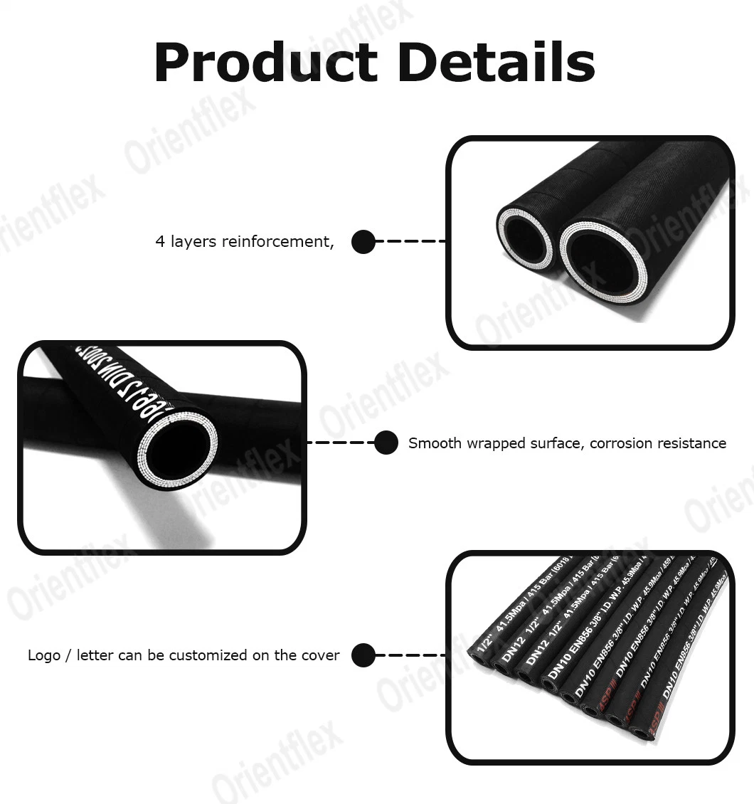 1.5 Inch 2.5 Inch 3 Inch Hydraulic Rubber Oil Suction Hose 4sh