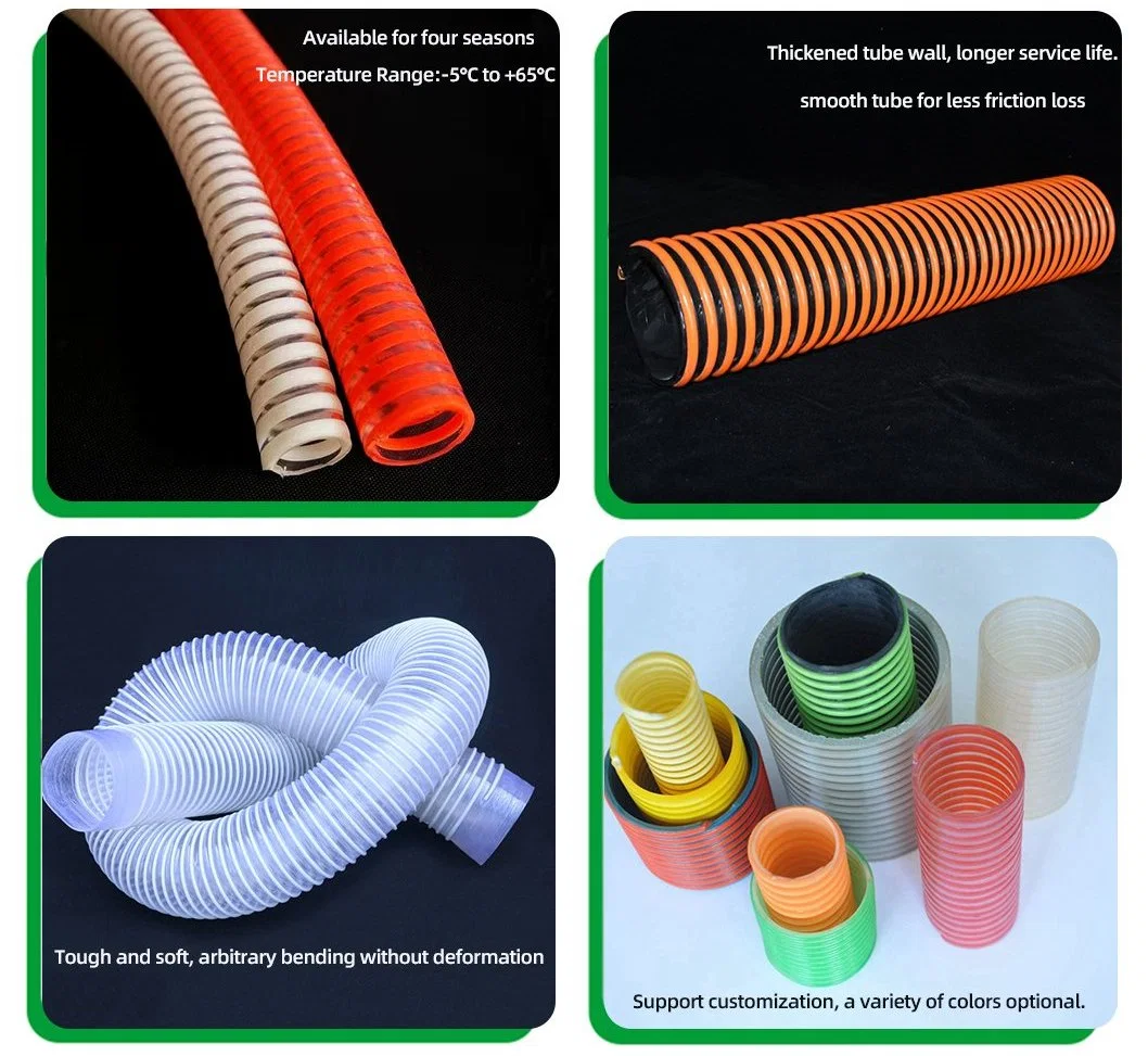 Spiral Vacuum PVC Plastic Suction Drain Water Hose for Garden