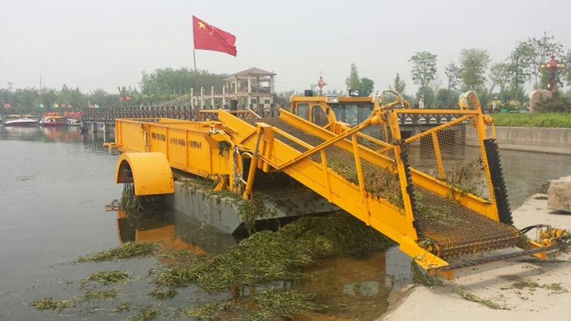 Full Automatic Water Weed Harvesting Machine Weed Cutting Lake Garbage Cleaning Machine Boat River Aquatic Weed Plant Harvester Machine