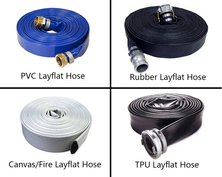 Manufactures Flexible TPU Water Pump Discharge Layflat Hose Pipe with Irrigation Fitting