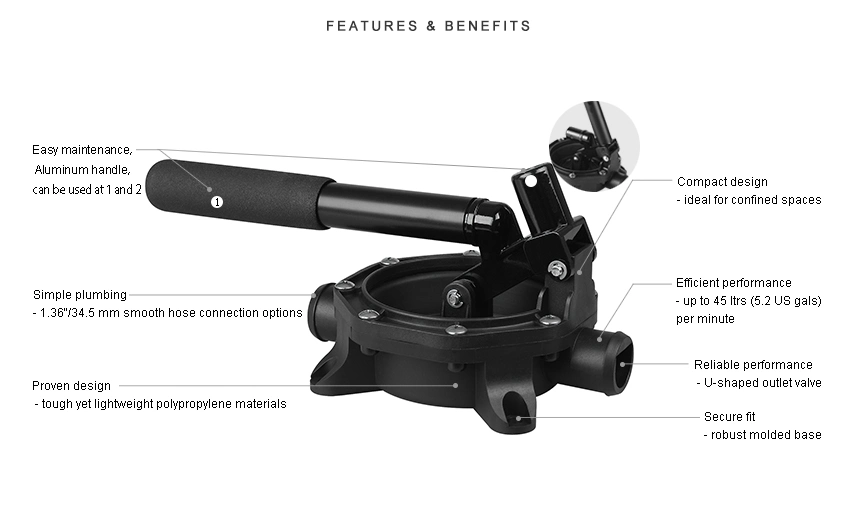 Seaflo 720gph Aluminum Handle Diaphragm Hand Pump