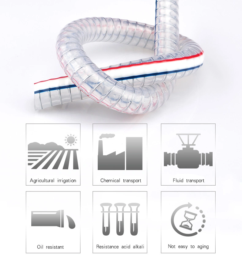 Soft Smooth PVC Steel Wire Water Suction Hose for Water Oil Powder Suction Discharge Conveying