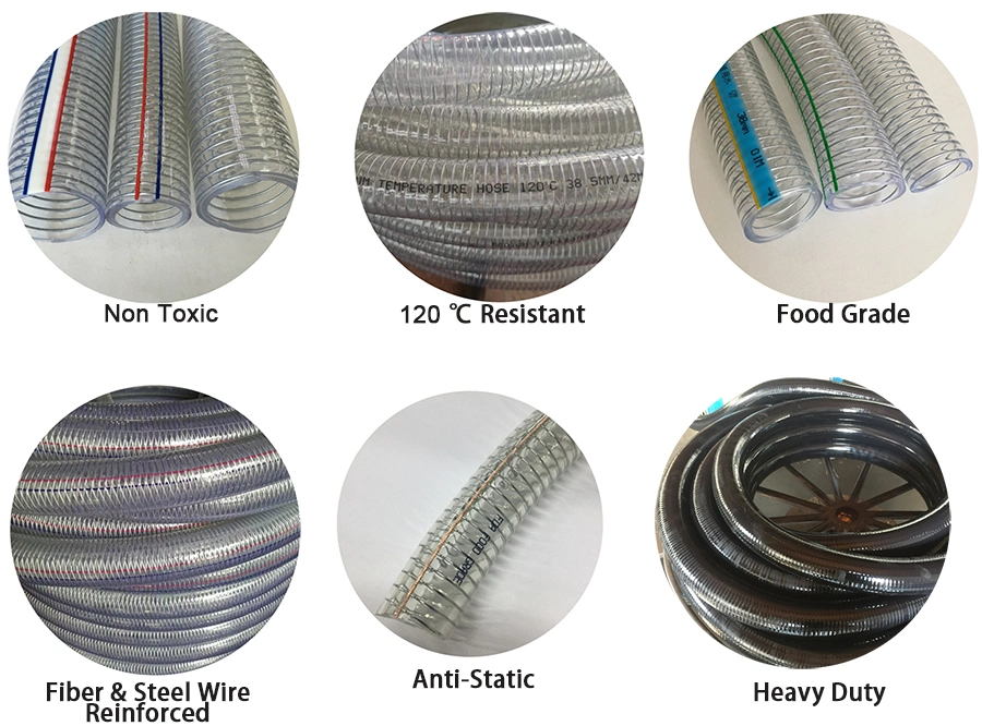 Factory Supplier Heavy Duty PVC Water Pipe Steel Wire and Suction Hose