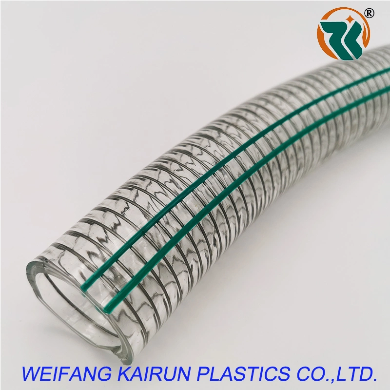 Water Oil Powder Suction Discharge Conveying Smooth Inner Industrial Flexible PVC Spring Spiral Steel Wire Reinforced Water Fuel Pipe Hose