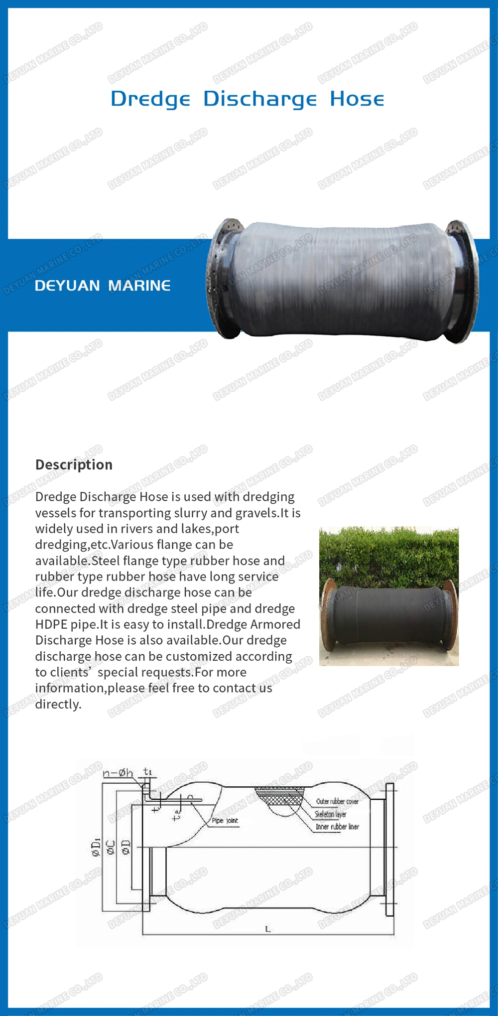 Dredge Discharge Hose with Steel Flange