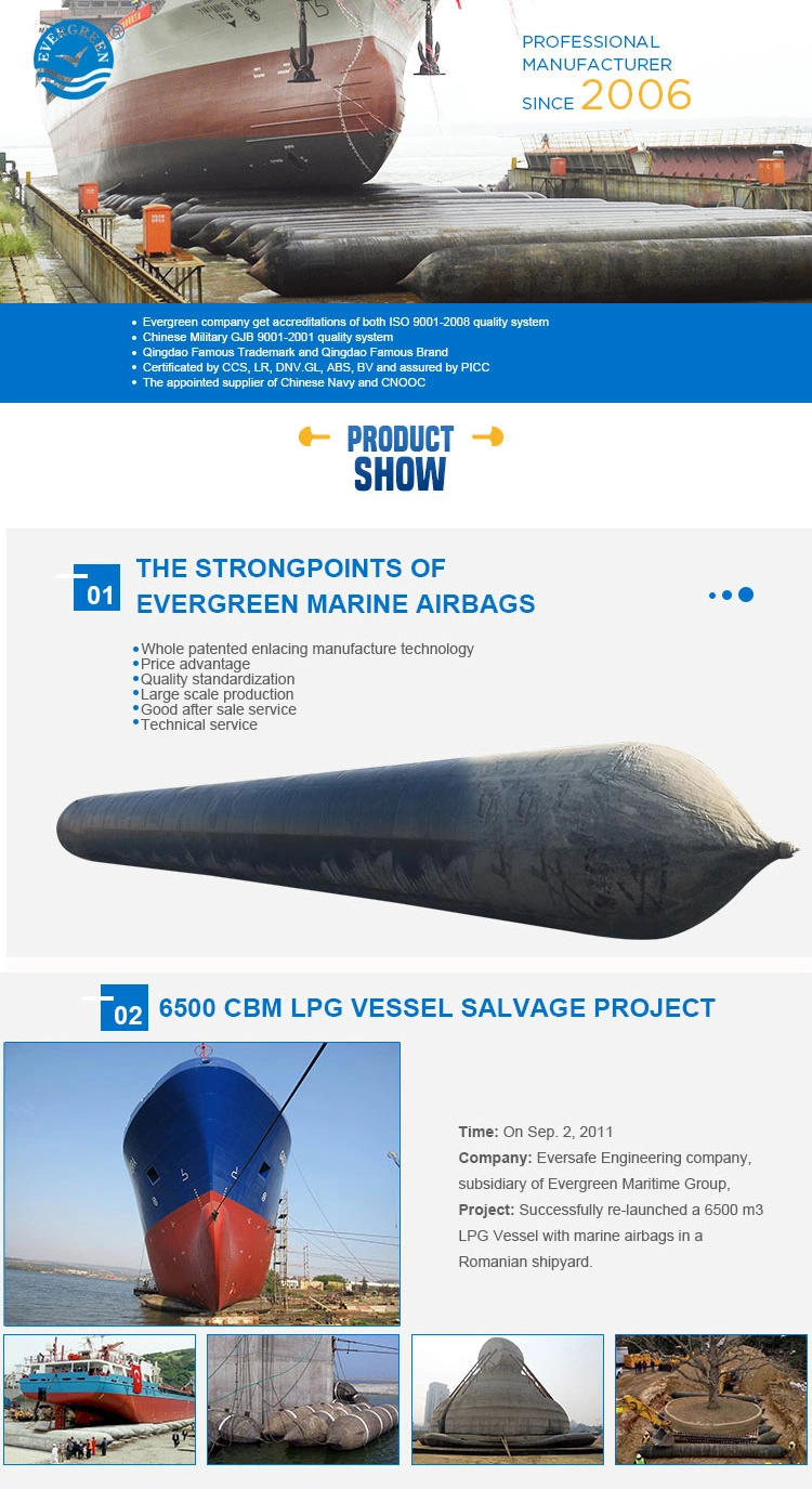 Evergreen Marine Buoyancy Airbags for Lifting Floating Dock Platform