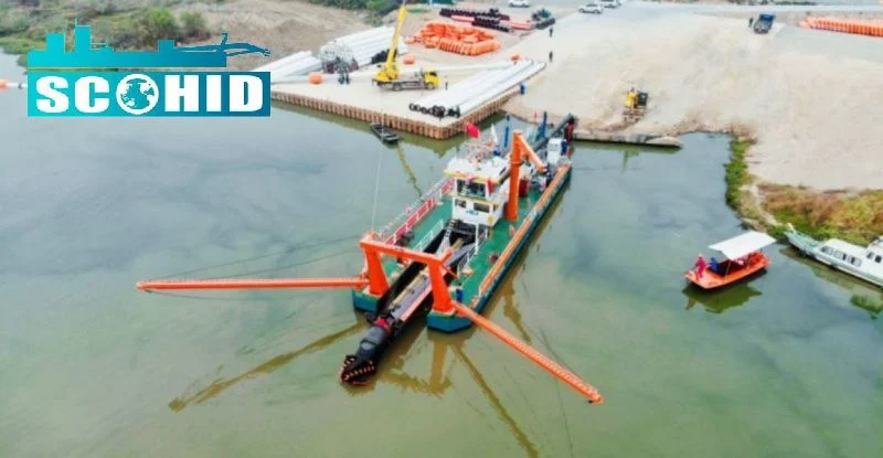 Cutter Suction Dredger River Sand Dredging Machine Support Optional Equipment Work Boat Discharge Pipes Spud Carriage