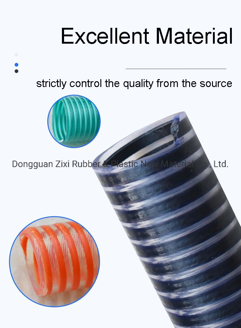 Colorful Anti Abrasion Flexible Rigid Plastic PVC Helix Suction Hose