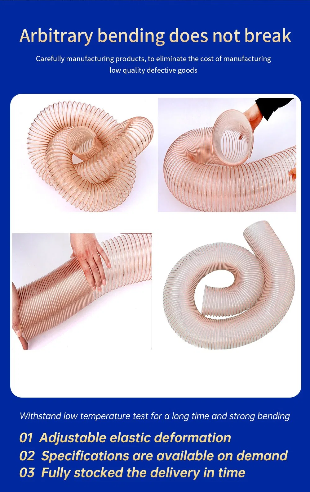 Anti-Flame Retardant PU Steel Wire Hose Can Be Extinguished From Fire
