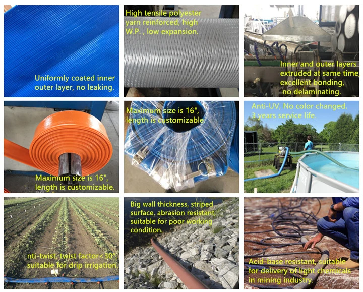 Agriculture Farm Irrigation High Pressure PVC Lay Flat Discharge Hose