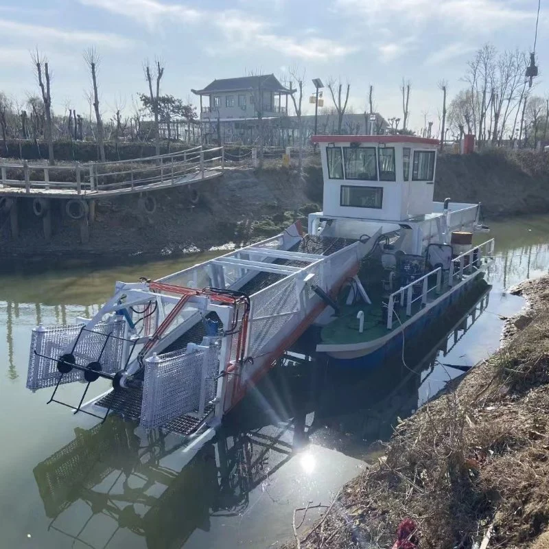 Julong Aquatic Weeds Cutting Harvester Machine Trash Skimmer Boat