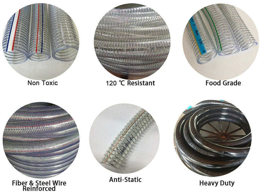 Non Toxic PVC Spring Hose with Steel Wire
