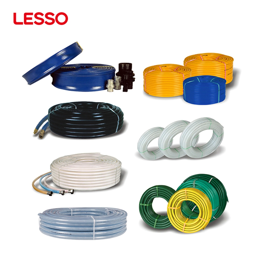 Lesso blue Green Black Red Yellow Transparent Irrigation Flexible Discharge PVC Layflat High Pressure Duct Hose Pipe