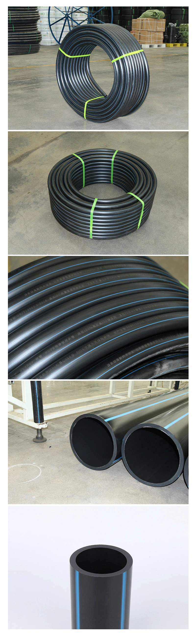 PE100 SDR11 to SDR21 20mm to 900mm Plastic Pipe and Fittings Water Mud Slurry Sand Gas Oil Dredge Mining Supply HDPE Pipe