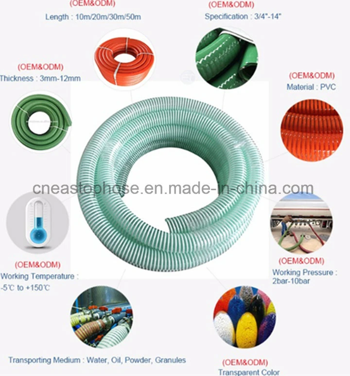 Tiger Tail Hose, Powder Suction Hose with Hard Rigid Reinforcement