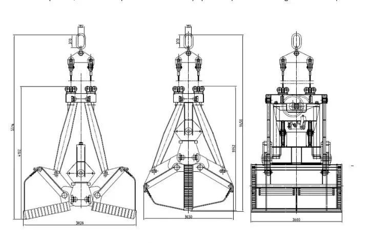 Hydraulic Electric Grab Grabber Grapple Bucket for Overhead Crane