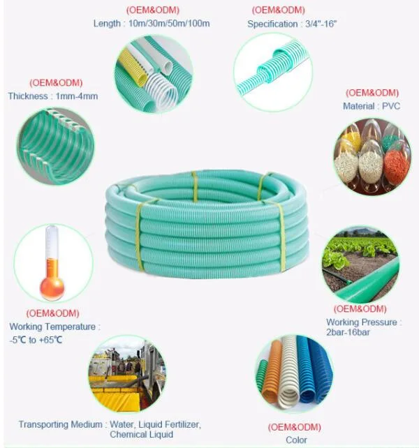 Soft Flexible PVC Water Drain Pipe Steel Wire Suction Hose